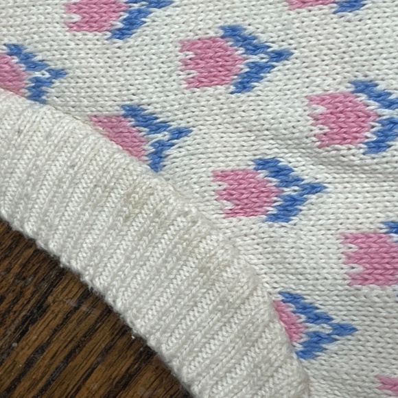 Stradivarius Tulip Sweater Vest Made in Spain Sz Small Cotton CottageCore - Picture 7 of 7